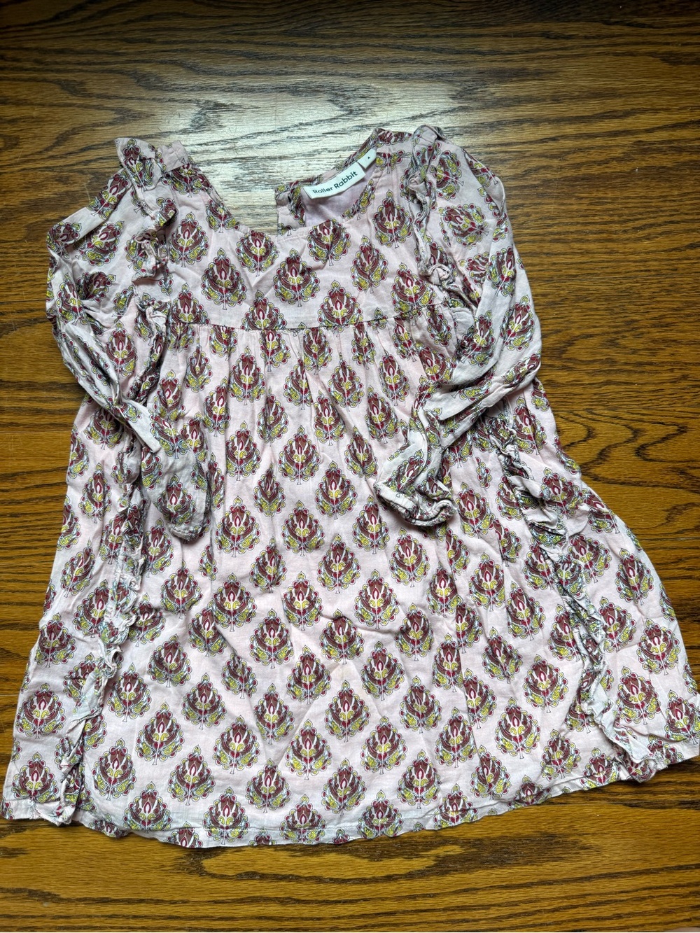 Roller Rabbit Pink Floral-Print Long Sleeve Girls' Dress